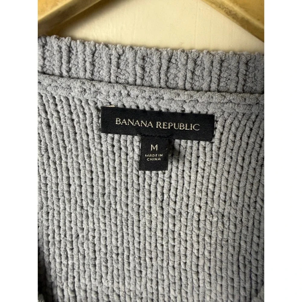 Banana Republic Silk Cotton Cashmere V-Neck Beige Cardigan Sweater Mens M Gray